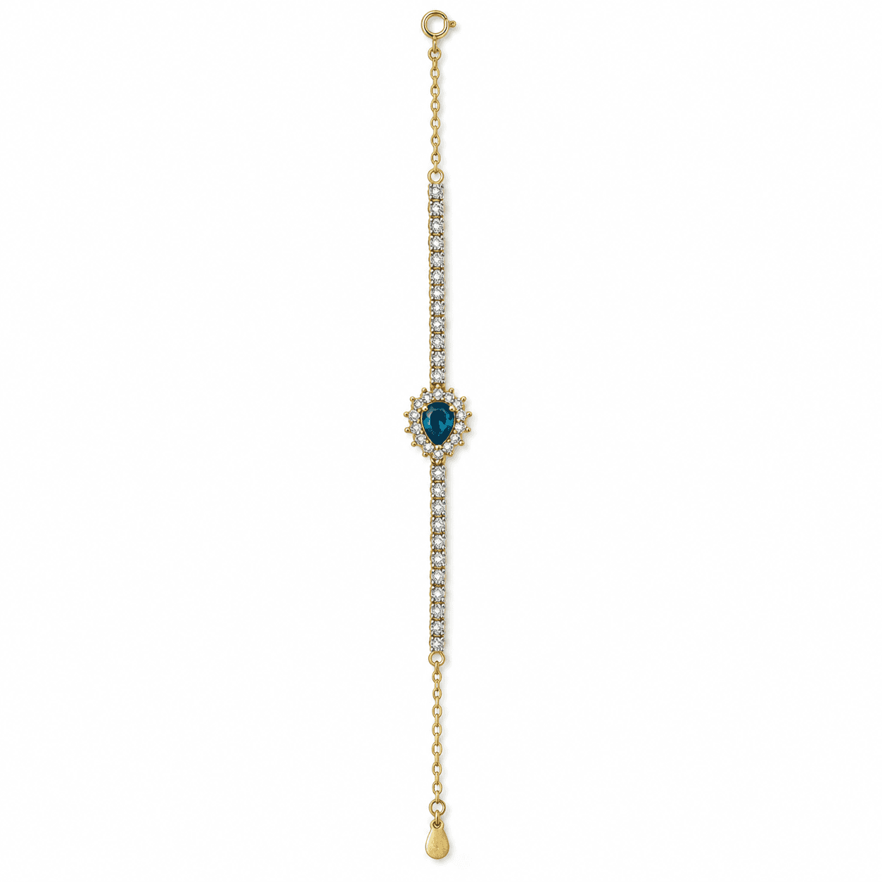 Fine bracelet with a blue pear-shaped centre